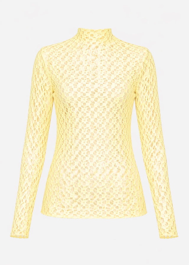 Langarmshirt aus Spitze - gelb