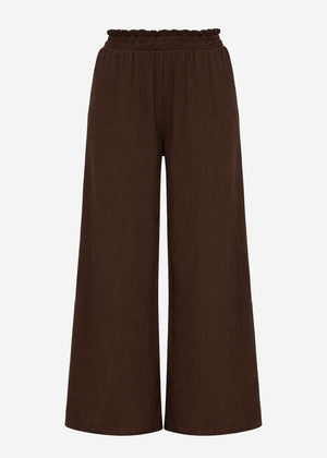 Muslin wide-leg pants - brown