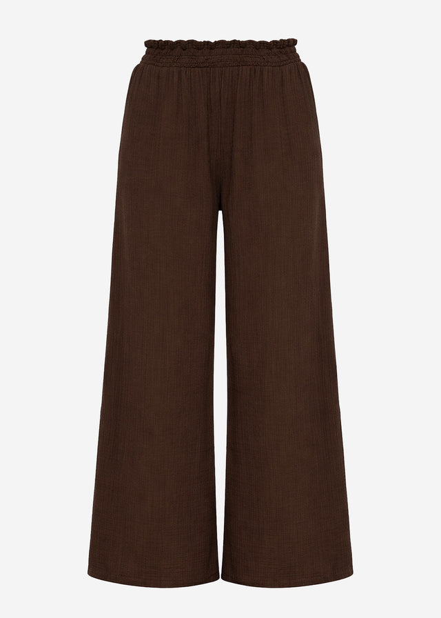 Musselin Hose mit weitem Bein - braun