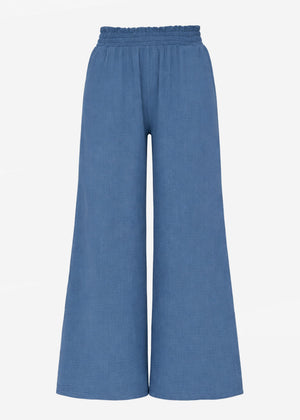 Muslin Wide-Leg Pants - Denim Blue