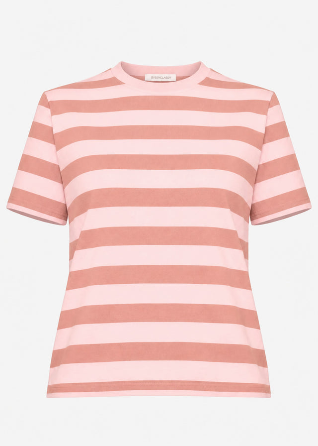 T-shirt with block stripes - brown-rose