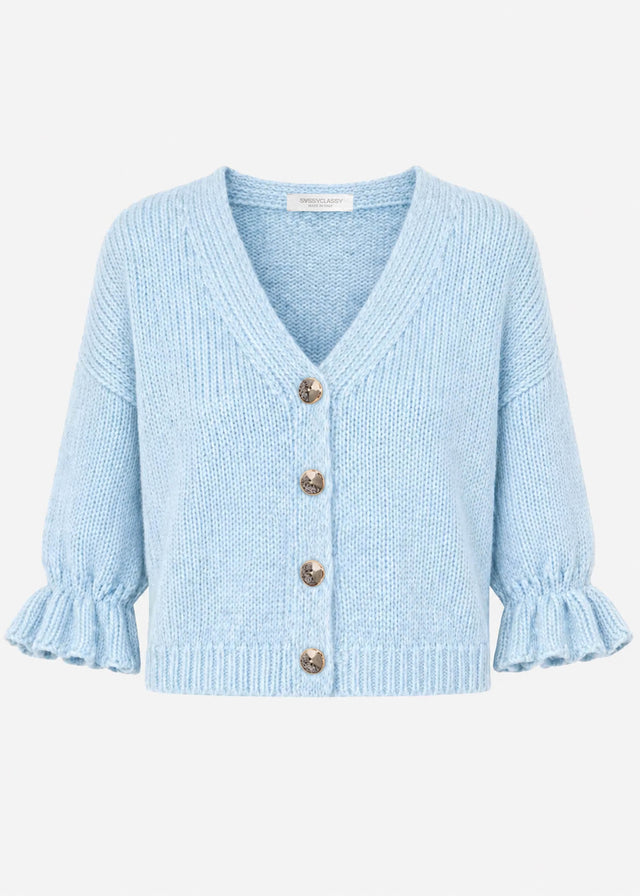 Cardigan with three-quarter sleeves - light blue