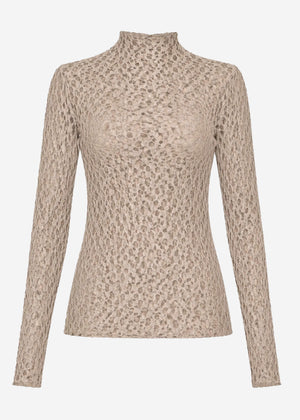 Langarmshirt aus Spitze - taupe