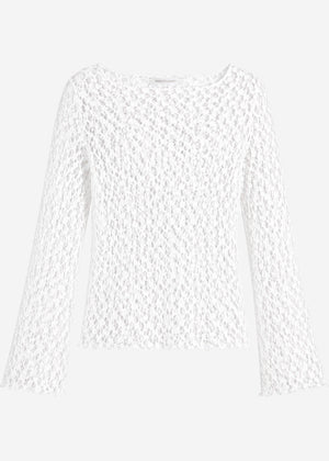 Langarm Spitzenshirt mit weiten Ärmeln - offwhite