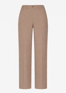 High-waisted straight-leg trousers - dark beige