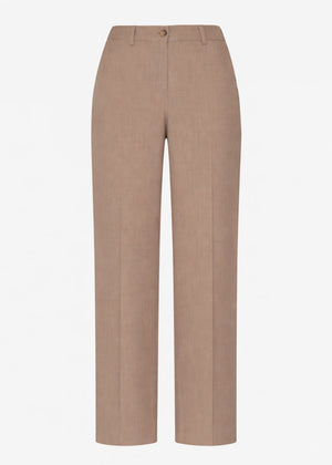 High Waist Hose mit geradem Bein - dunkelbeige