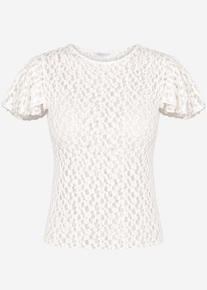 Spitzen T-Shirt mit Flügelärmel - offwhite
