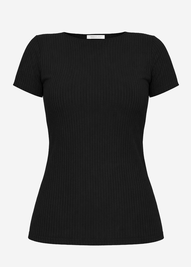 Ribbed jersey T-shirt - black