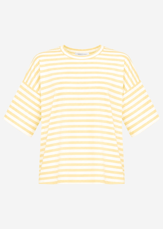 Oversize T-Shirt mit Streifen - gelb-weiß