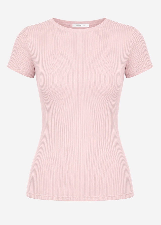 Ribbed jersey T-shirt - dusty rose