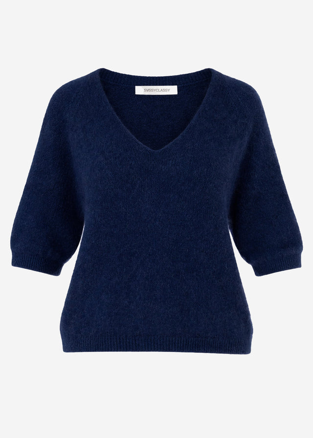 Strickoberteil mit V-Ausschnitt - dunkelblau
