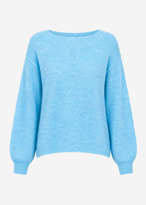 Leicht transparenter Feinstrickpullover - hellblau