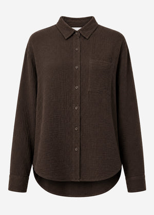 Musselin Hemdbluse - schokobraun