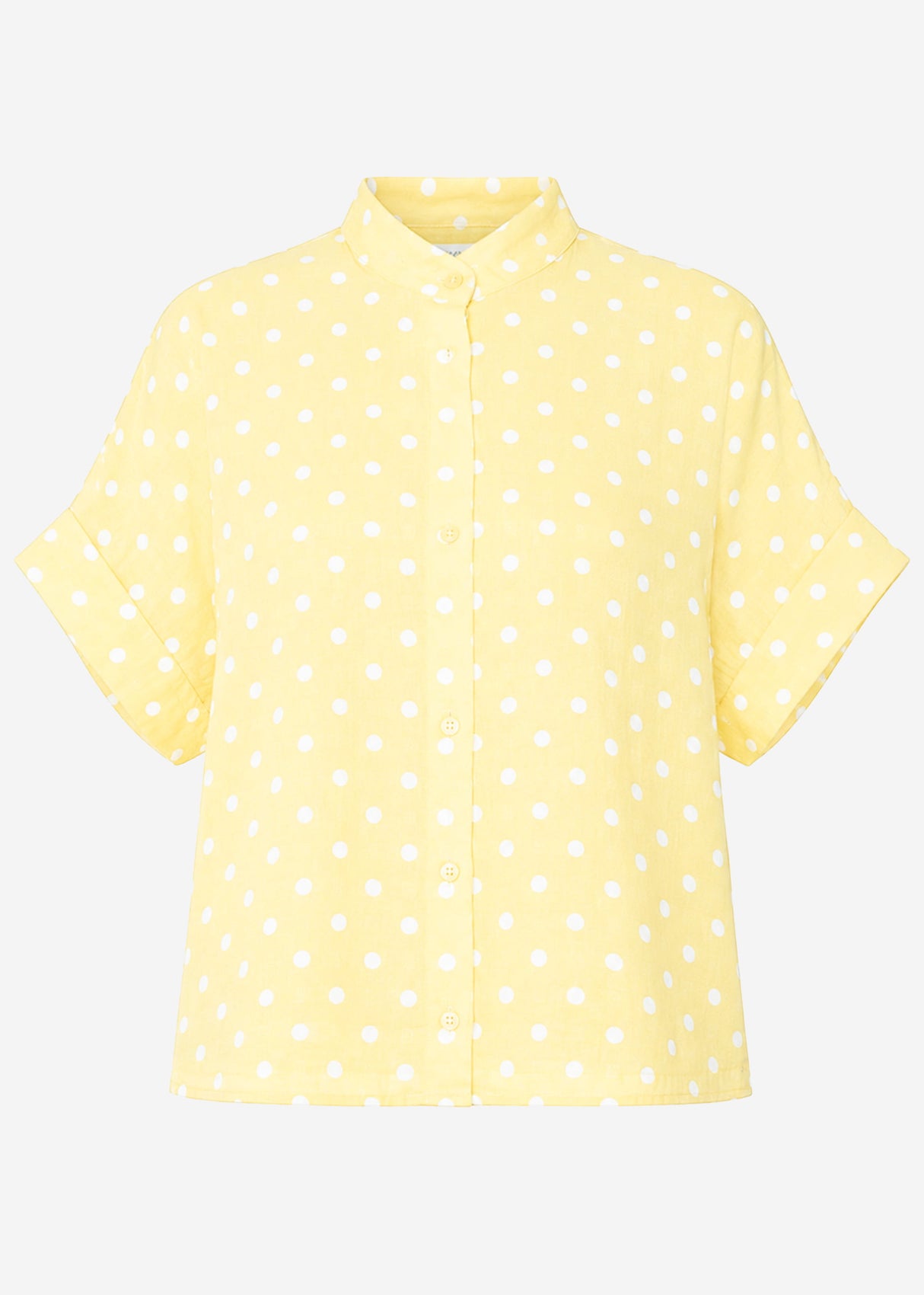 Kurzarm Musselin Bluse mit Punkten - gelb