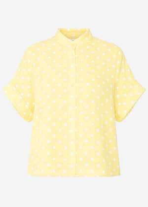 Kurzarm Musselin Bluse mit Punkten - gelb