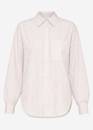 Gestreifte Oversize Bluse - beige