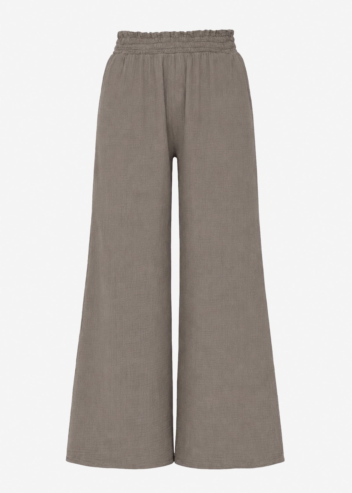 Musselin Hose mit weitem Bein - taupe