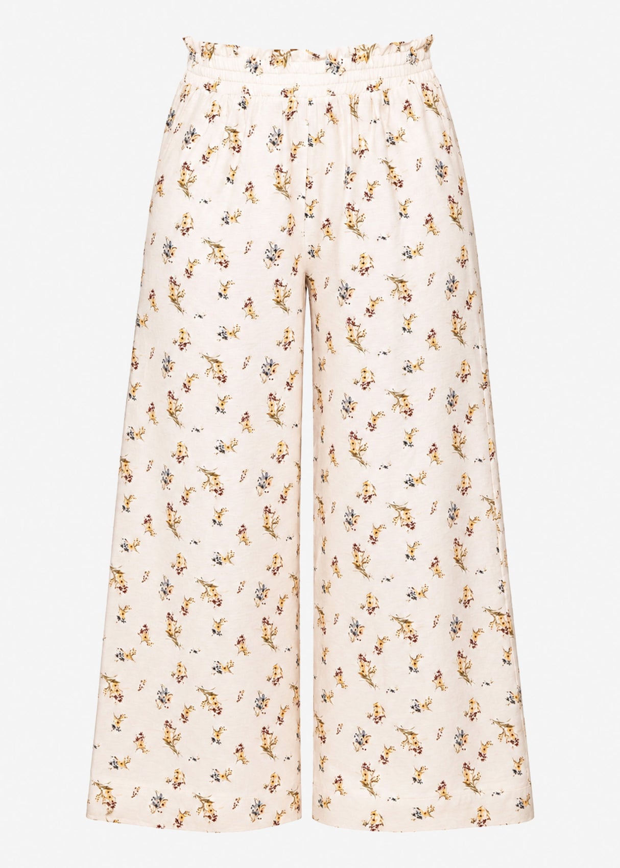 Palazzo Hose mit floralem Print - hellbeige