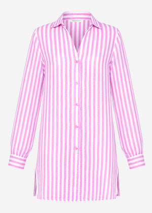 Gestreiftes Strandkleid - pink-weiß