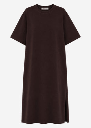 Langes Oversize T-Shirt Kleid - dunkelbraun