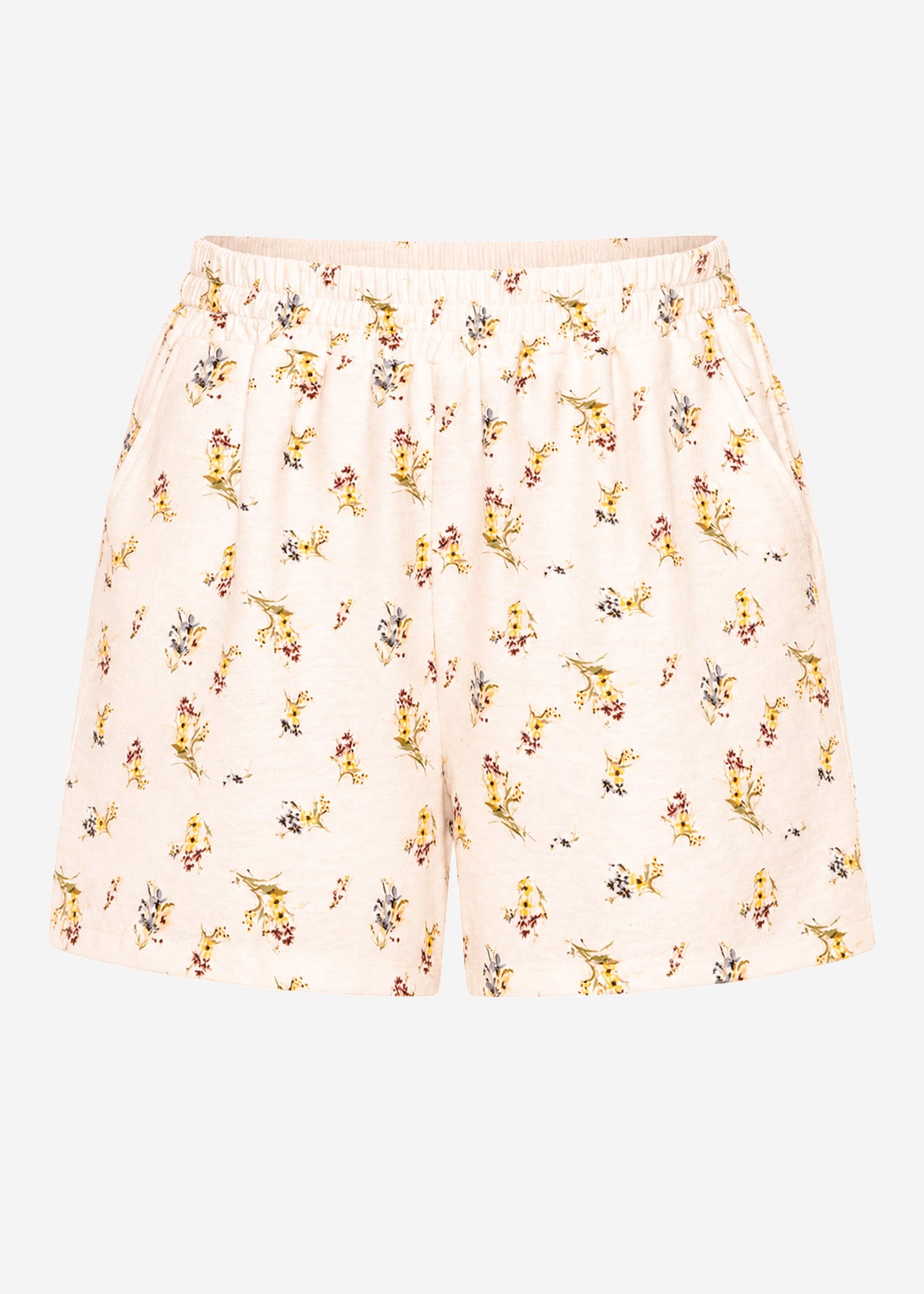 Shorts mit floralem Print - hellbeige