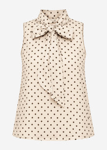 Chiffon Top mit Punkten - beige