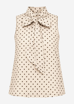 Chiffon Top mit Punkten - beige