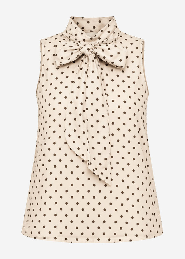 Chiffon top with polka dots - beige