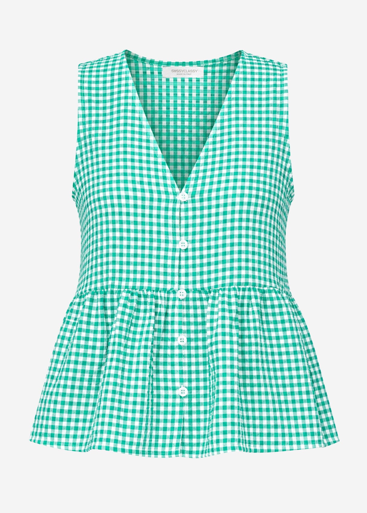 Musselin Top mit Vichy-Print - grün