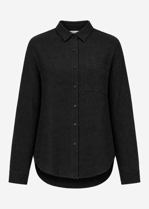 Musselin Hemdbluse - schwarz