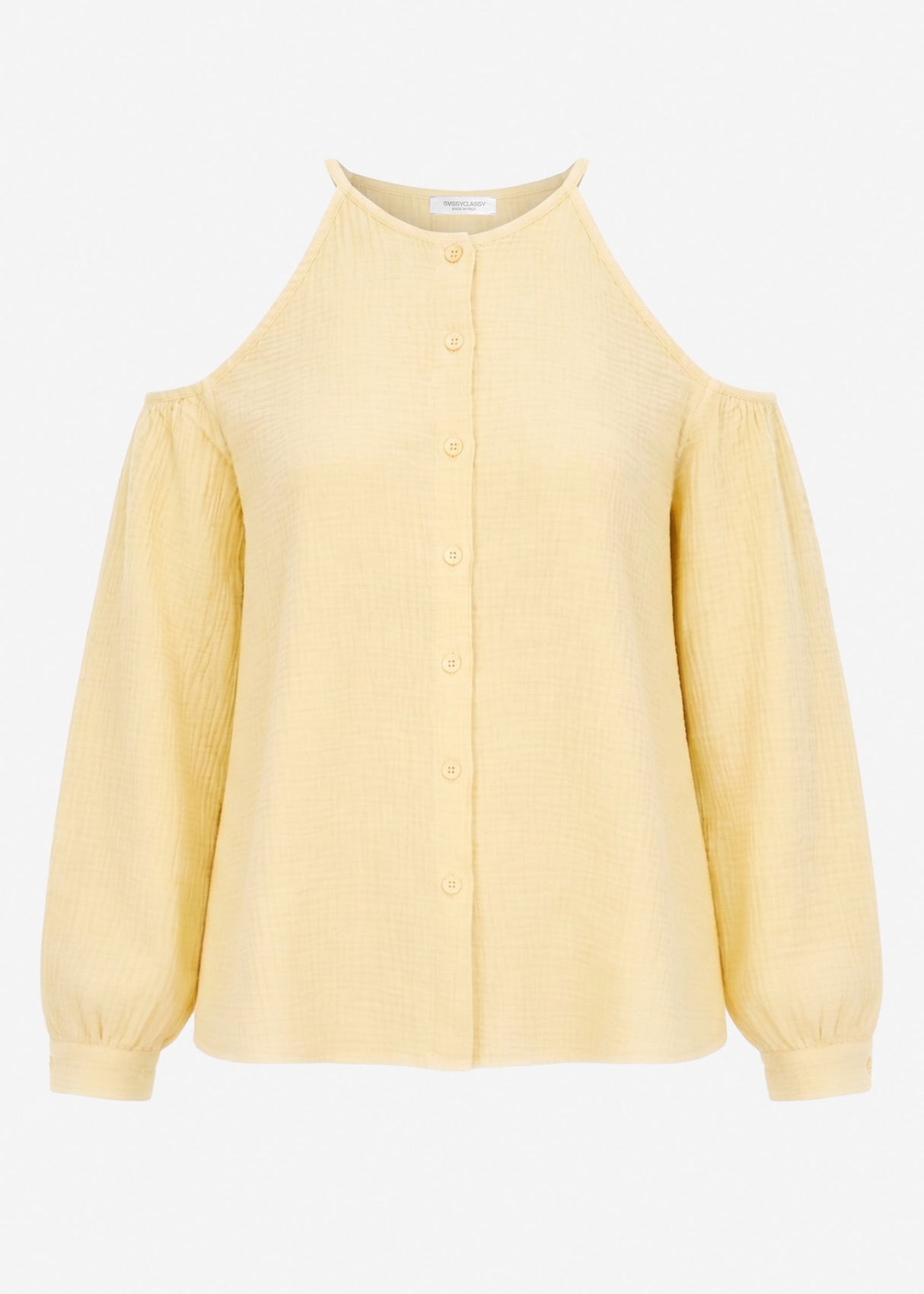 Musselin Bluse mit Cut-Outs - gelb