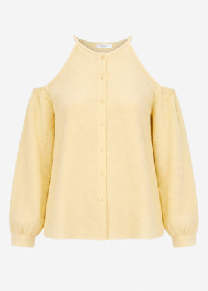Musselin Bluse mit Cut-Outs - gelb
