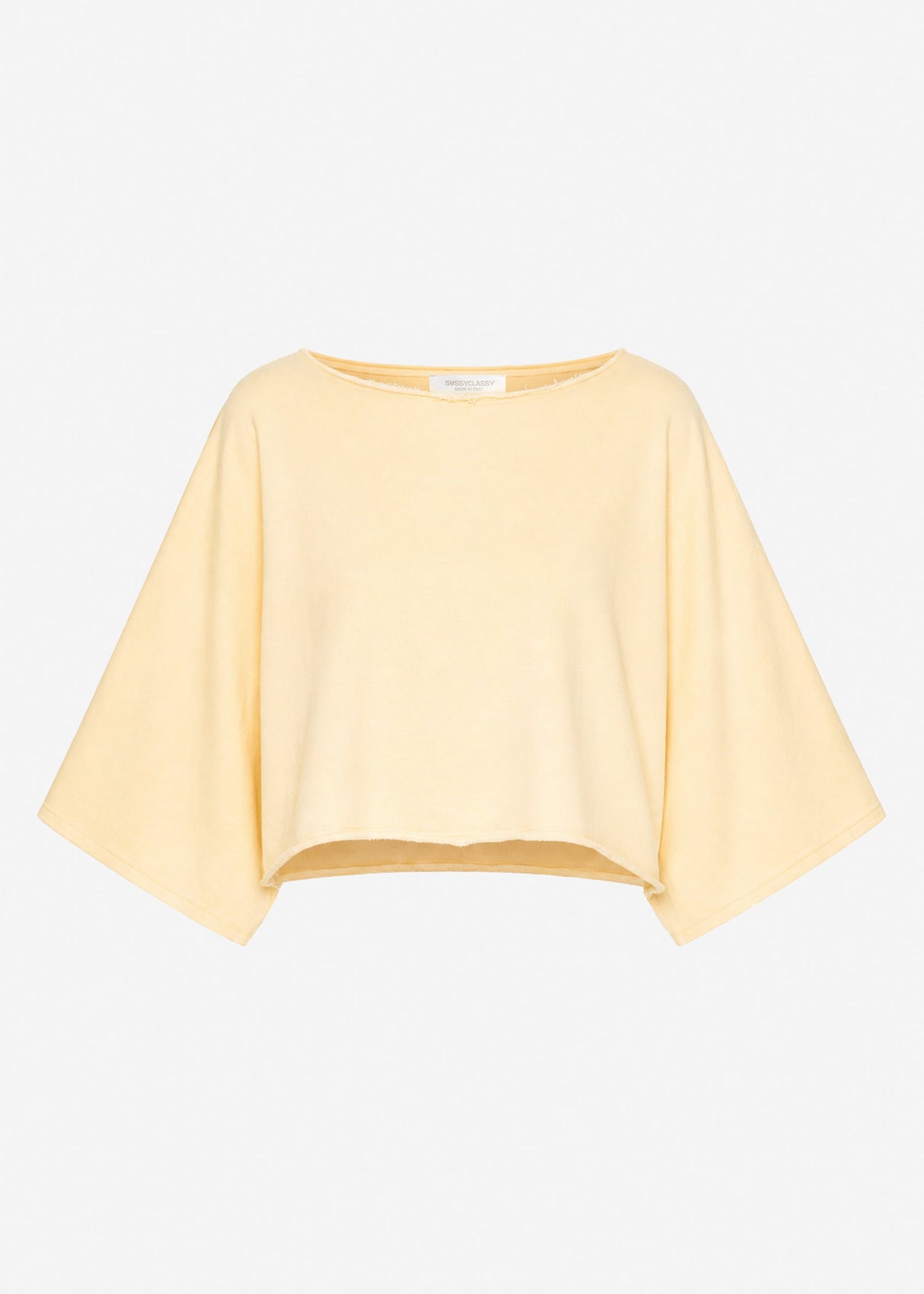 Kurzes Sweatshirt mit Fledermausärmel - buttergelb