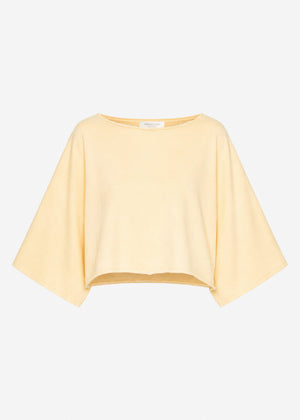 Kurzes Sweatshirt mit Fledermausärmel - buttergelb