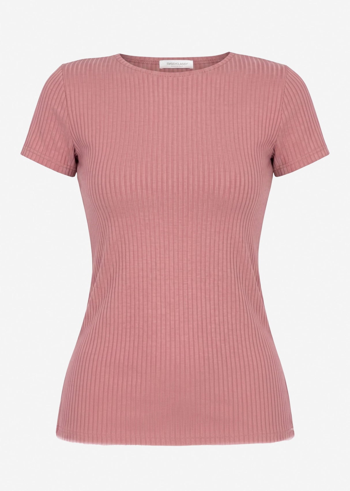 T-Shirt in geripptem Jersey - mauve