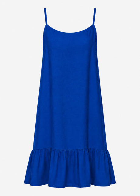 Trägerkleid mit Volant - royalblau