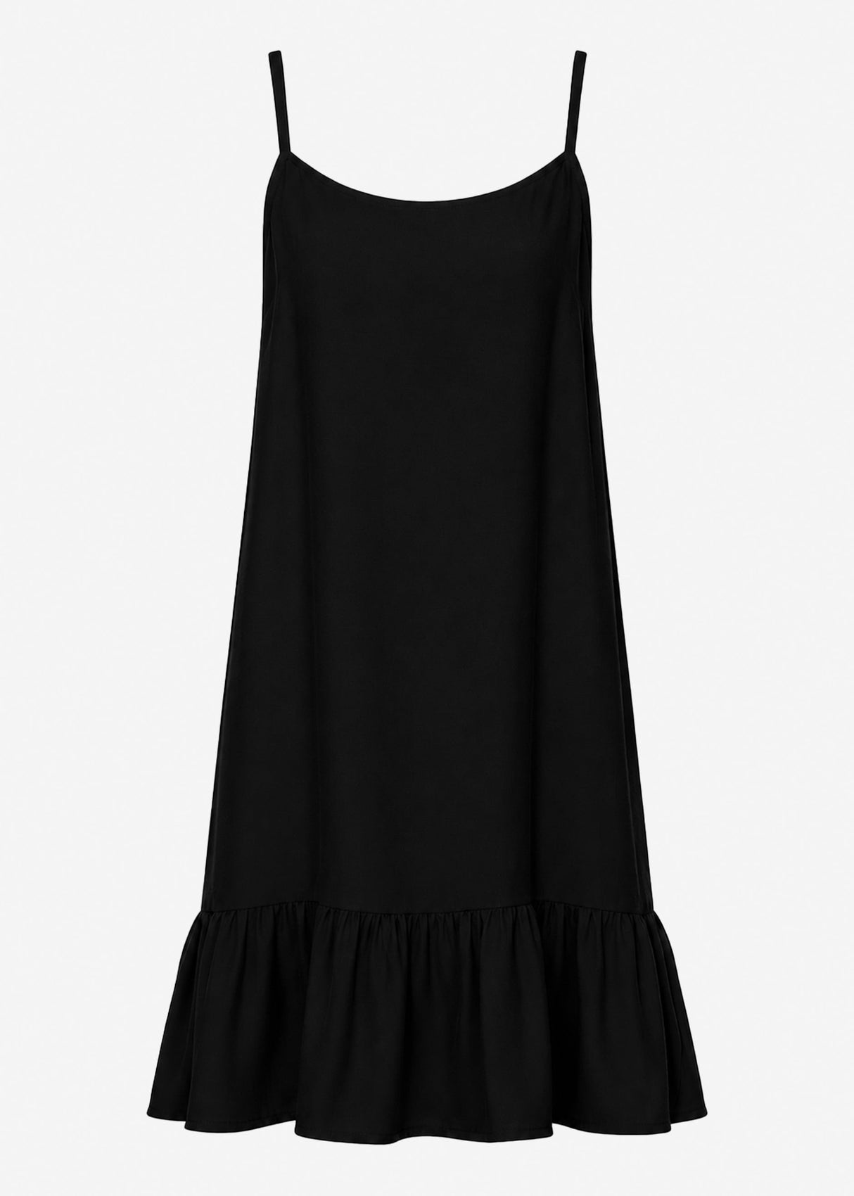 Trägerkleid mit Volant - schwarz