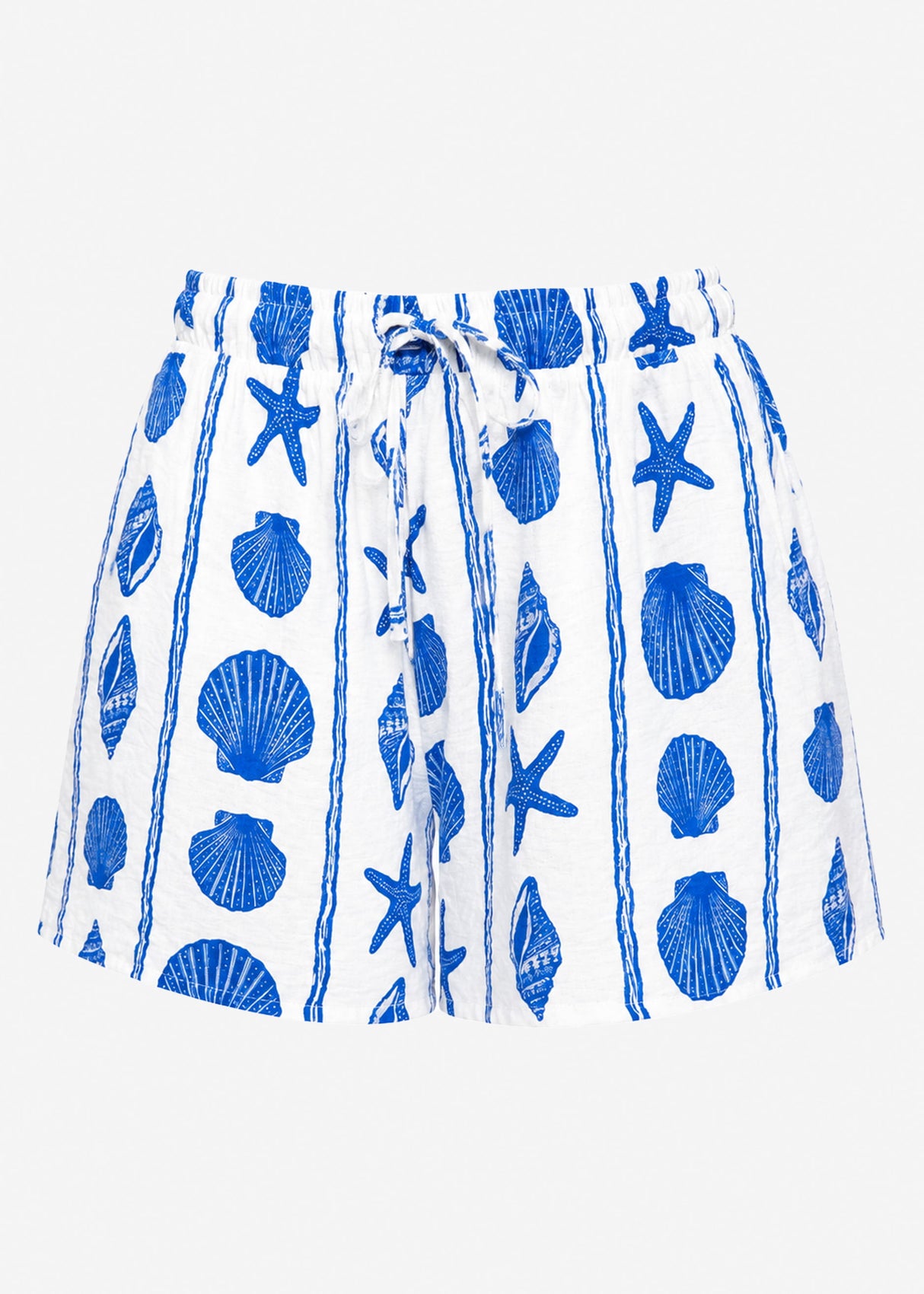 Shorts mit maritimem Print - weiß-blau