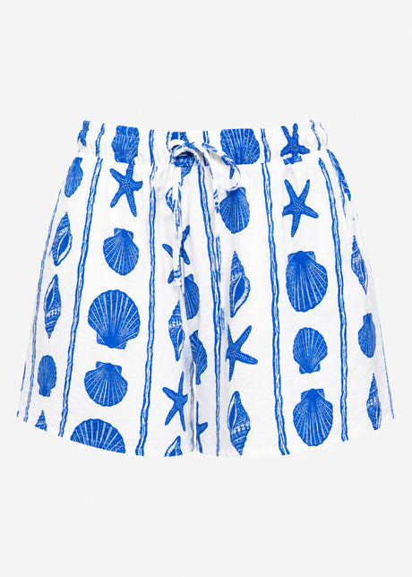 Shorts mit maritimem Print - weiß-blau