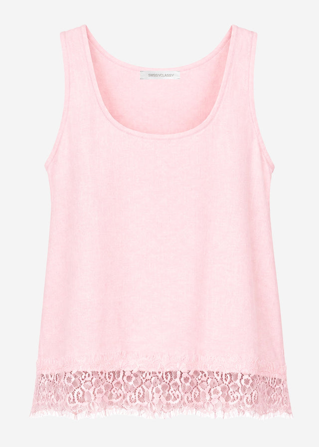 Sleeveless top with lace trim - rose