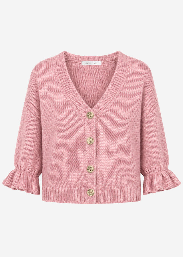 Strickjacke mit 3/4-Ärmeln - altrosa