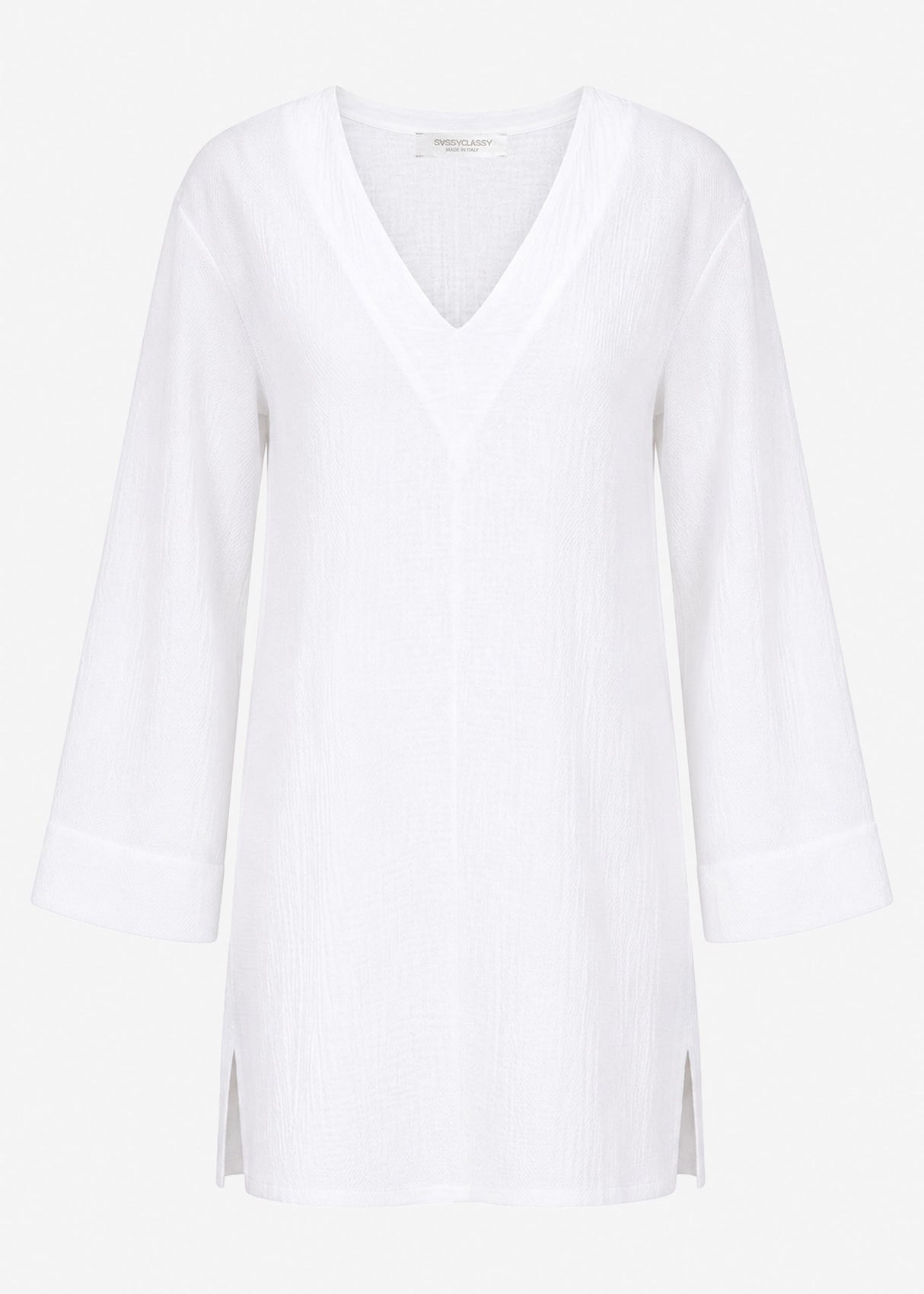 Kurzes Musselin Beach Kleid - weiß