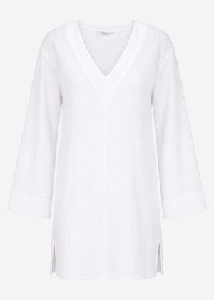 Kurzes Musselin Beach Kleid - weiß