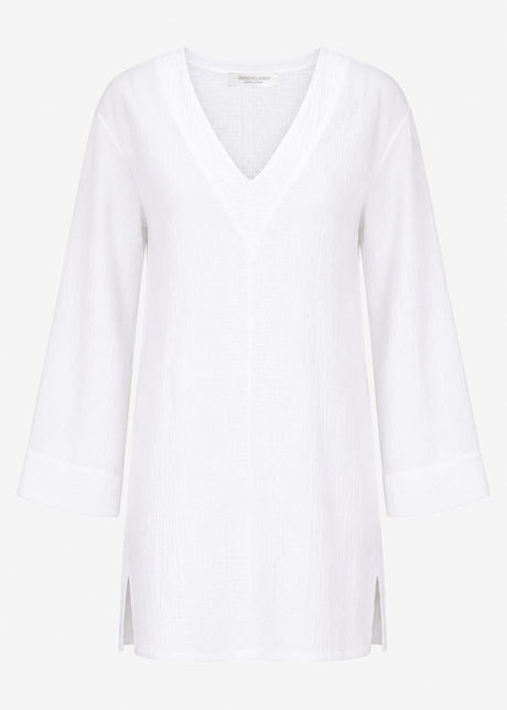 Kurzes Musselin Beach Kleid - weiß