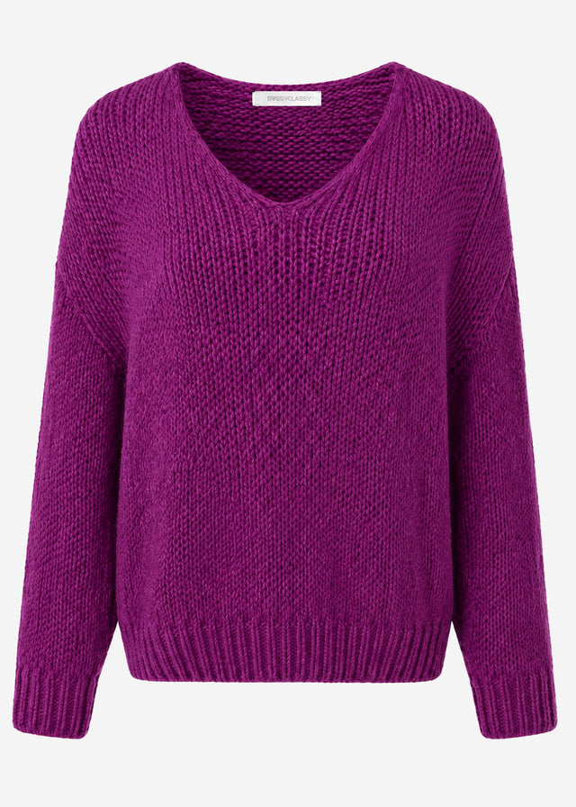 Pullover mit V-Ausschnitt - plum