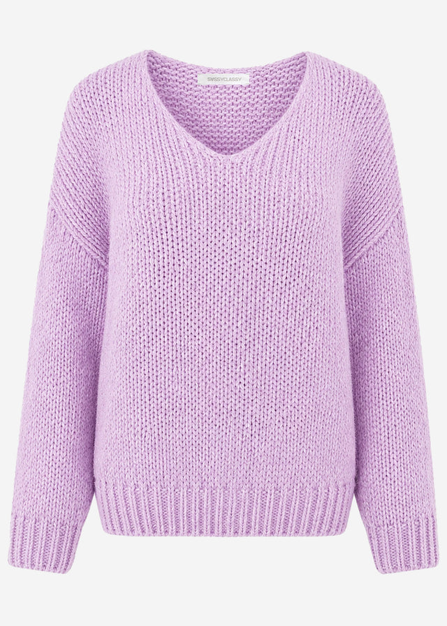 Oversize Pullover mit V-Ausschnitt  - lavendel