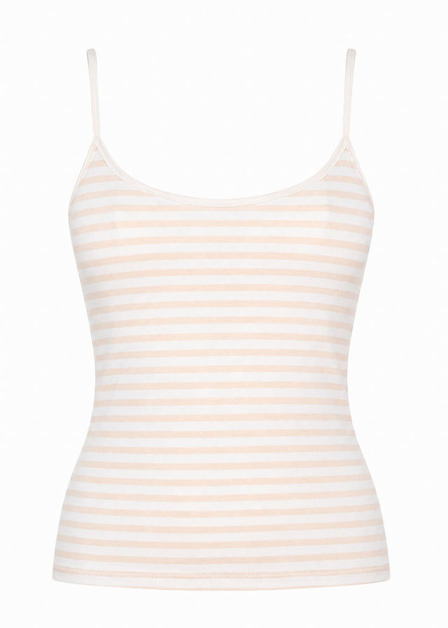 Gestreiftes Spaghettiträger Top - beige