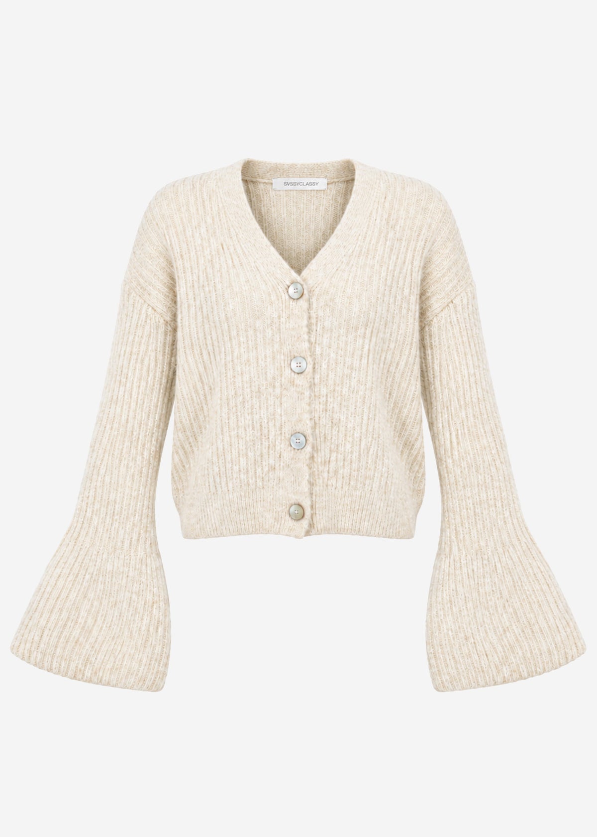 Cardigan with trumpet sleeves - beige