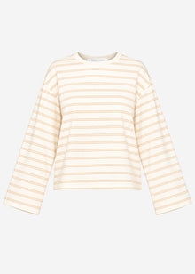 Gestreiftes Langarmshirt mit weiten Ärmeln - creme