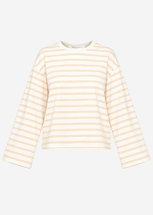 Striped long-sleeved top with wide sleeves - cream